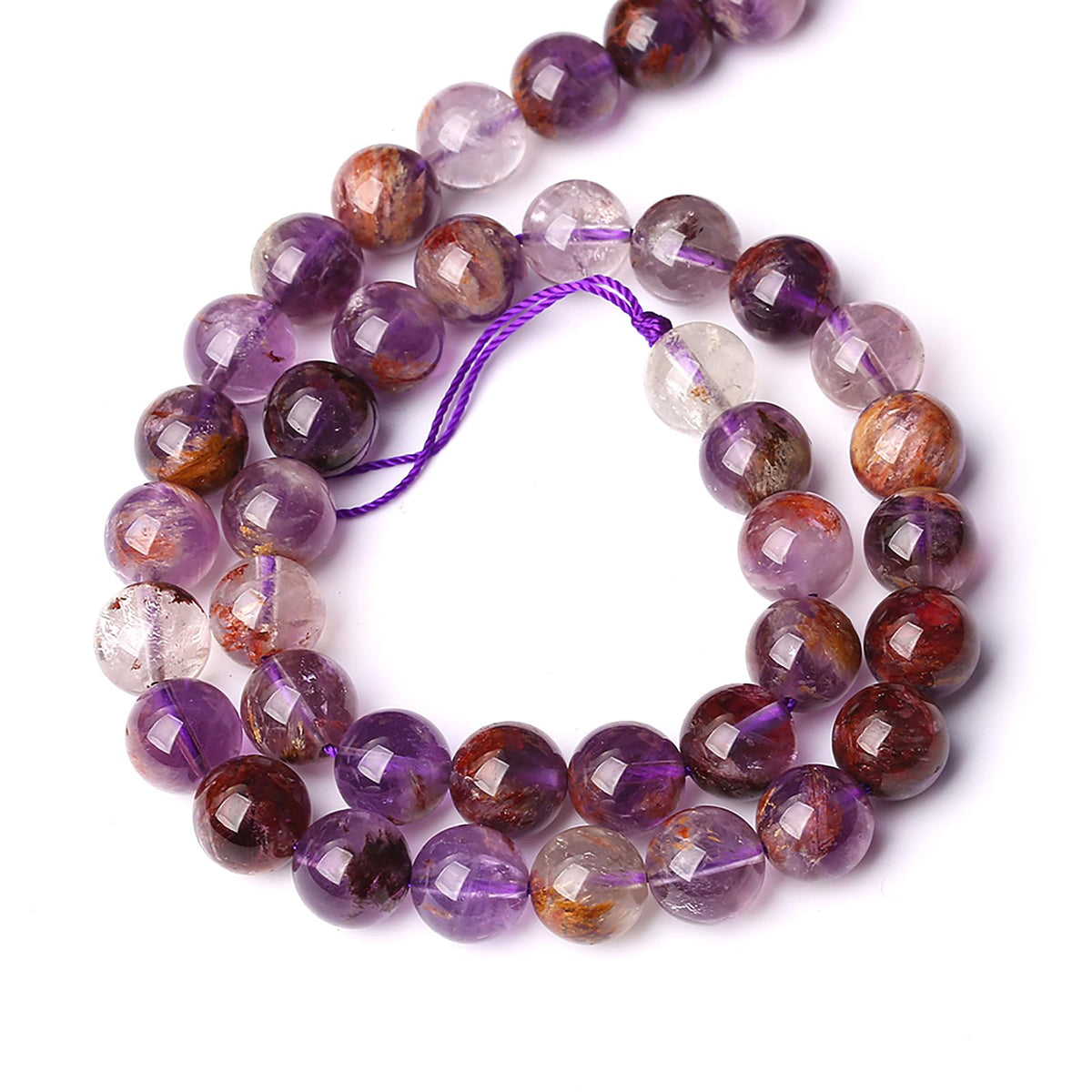 6MM 60PCS Natural Gemstone Purple Ghost Crystal Stone Beads for Jewelry Making DIY Bracelet