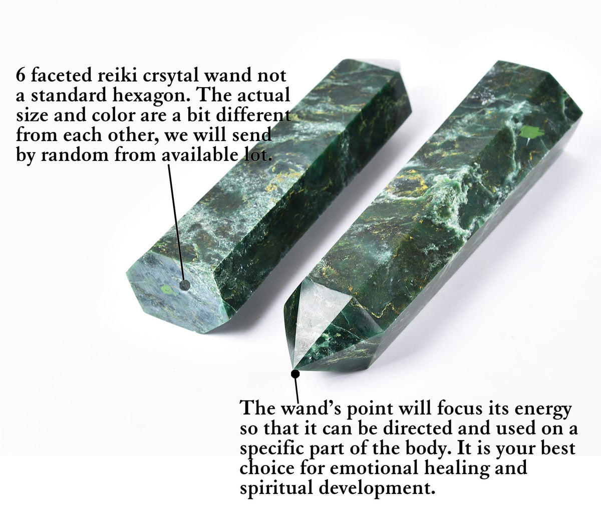 AMOYSTONE Large Crystal Obelisk Emerald Quartz Tower Green Healing Crystal Wand Point 6 Faceted Reiki Meditation Stone 2.2-2.6 LBS