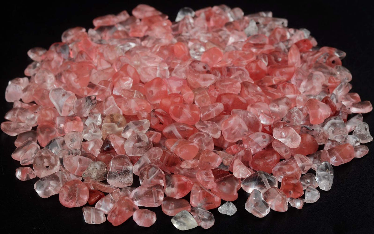 Natural Chip Stone Beads Watermelon Red 5-8mm About 400 Pieces Irregular Gemstones Healing Crystal Loose Rocks Bead Hole Drilled DIY for Bracelet Jewelry Making Crafting (5-8mm, Watermelon Red Stone)