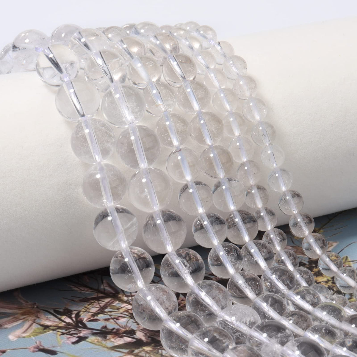 60pcs 6mm Natural Clear Quartz Crystal Gemstone Beads Energy Healing Crystal Round Loose Stone Beads for Jewelry Making, DIY Bracelets Necklaces