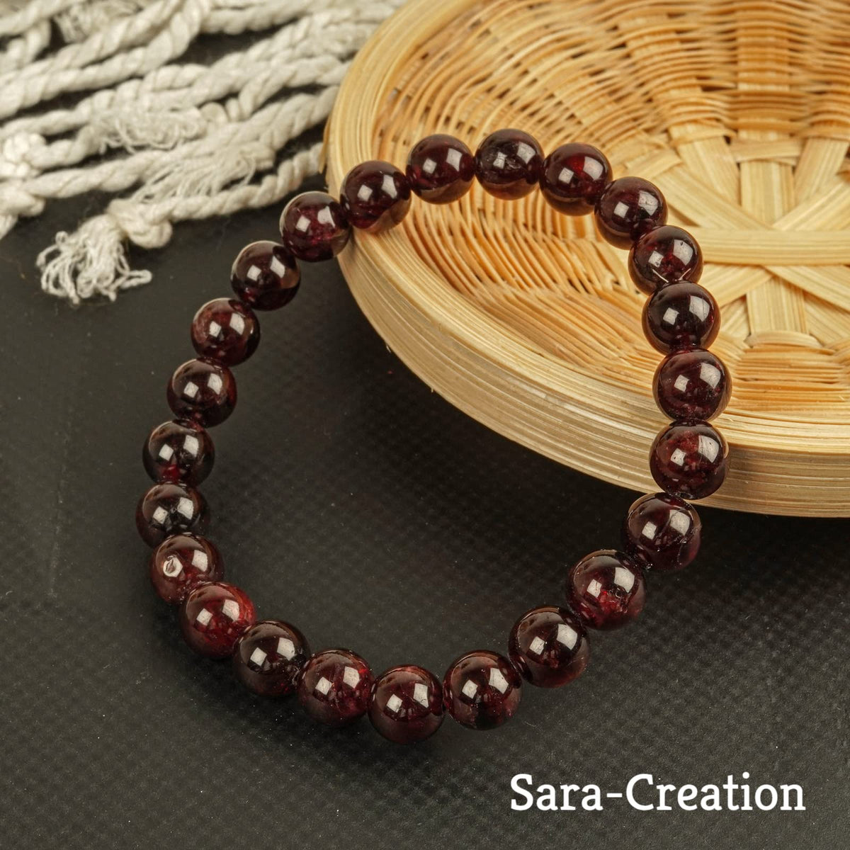 sara creation Garnet Bracelets Bead Bracelet - Adjustable Natural Gemstone Stone Bracelets - Healing For Girl Women Men