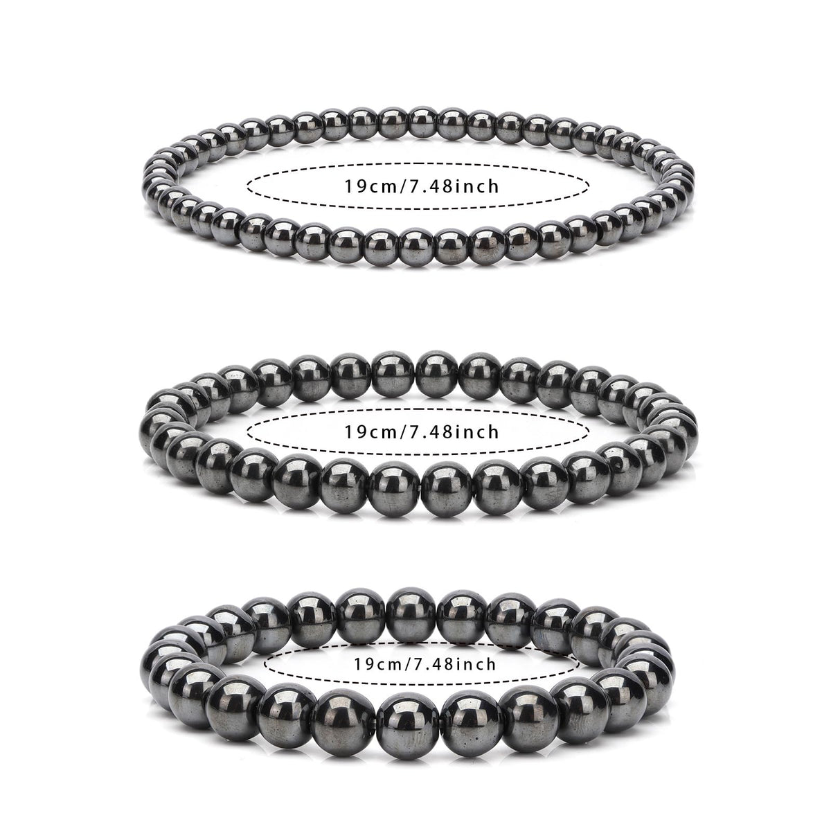 Risyfjew 4MM Handmade Black Obsidian Natural Gemstone Stretch Elastic Bracelet,PE Film Anti-oxidation Packaging Natural Stone Crystal Healing Power Energy Gifts for Adult