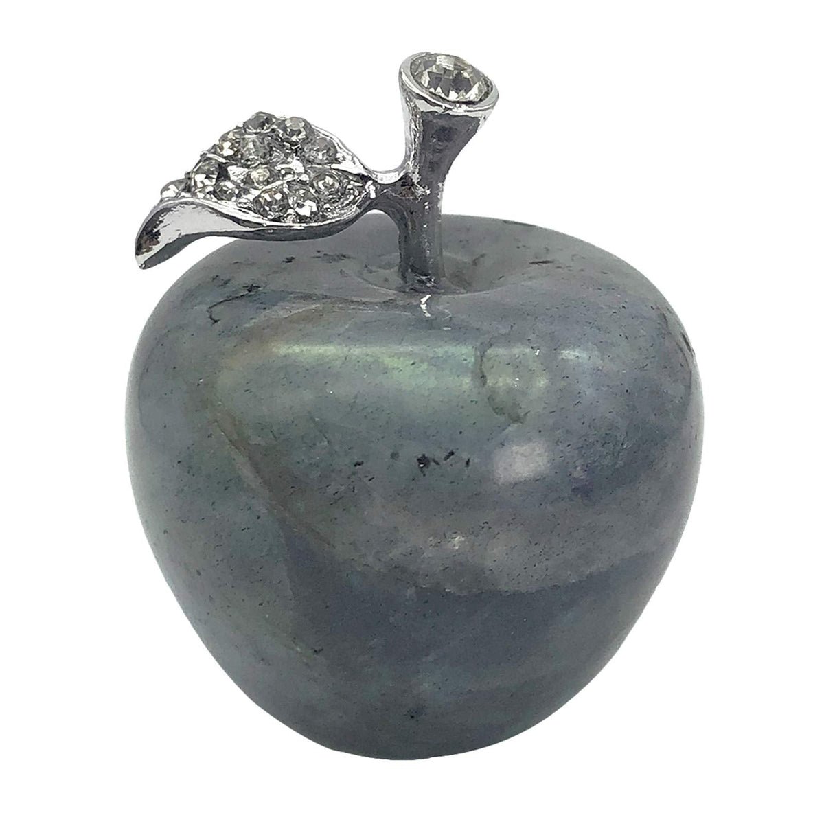 Neyisaa Grey Labradorite Crystal Apple Decor, Healing Crystals Pocket Stone Fruit Figurine Craft Home Decoration 30mm
