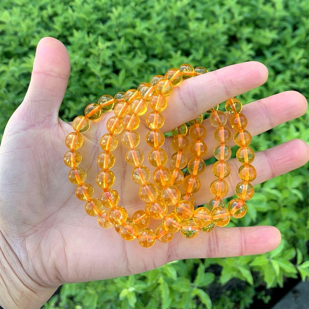 Adabele Real Natural Yellow Citrine Bracelet 7.5 inch Stretch Gemstone Beaded Bracelet Chakra Healing Crystal Stone Jewelry Women Mom Gift (Unisex) GB8-B27