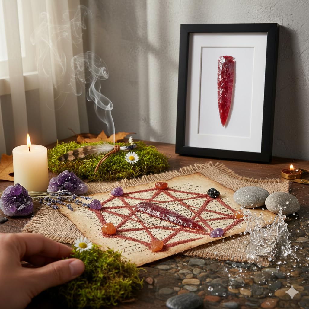 ForestOfCrystals 6 Inch Large Red Obsidian Arrowhead – Handcrafted Crystal Spearhead – Decorative Healing Stone Point for Protection, Meditation, and Home Decor Authentic Gemstone