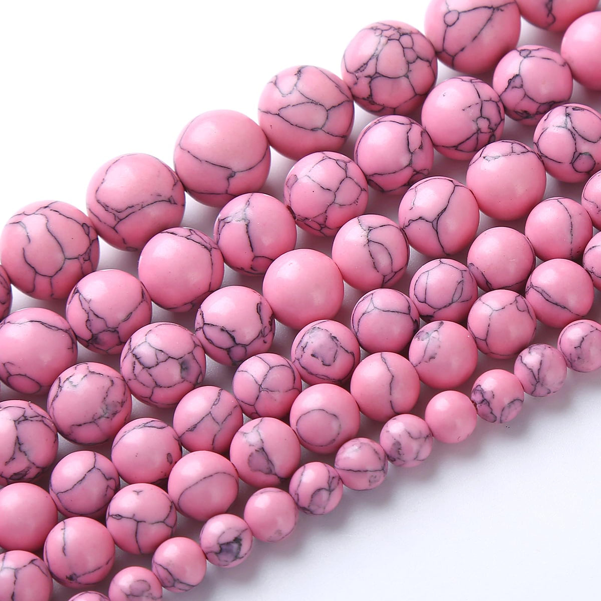 32pcs 12mm Pink Turquoise Beads Natural Stone Round Loose Spacer Beads for Jewelry Making DIY Bracelet Necklace 1 Strand 15inch