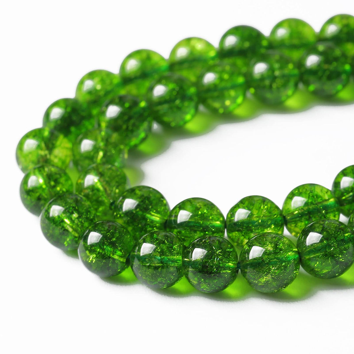 60PCS 6MM Beads Green Crystal Quartz Gem Energy Crystal Healing Jewelry Making Natural Stone Beads DIY(Green Crystal, 6MM)