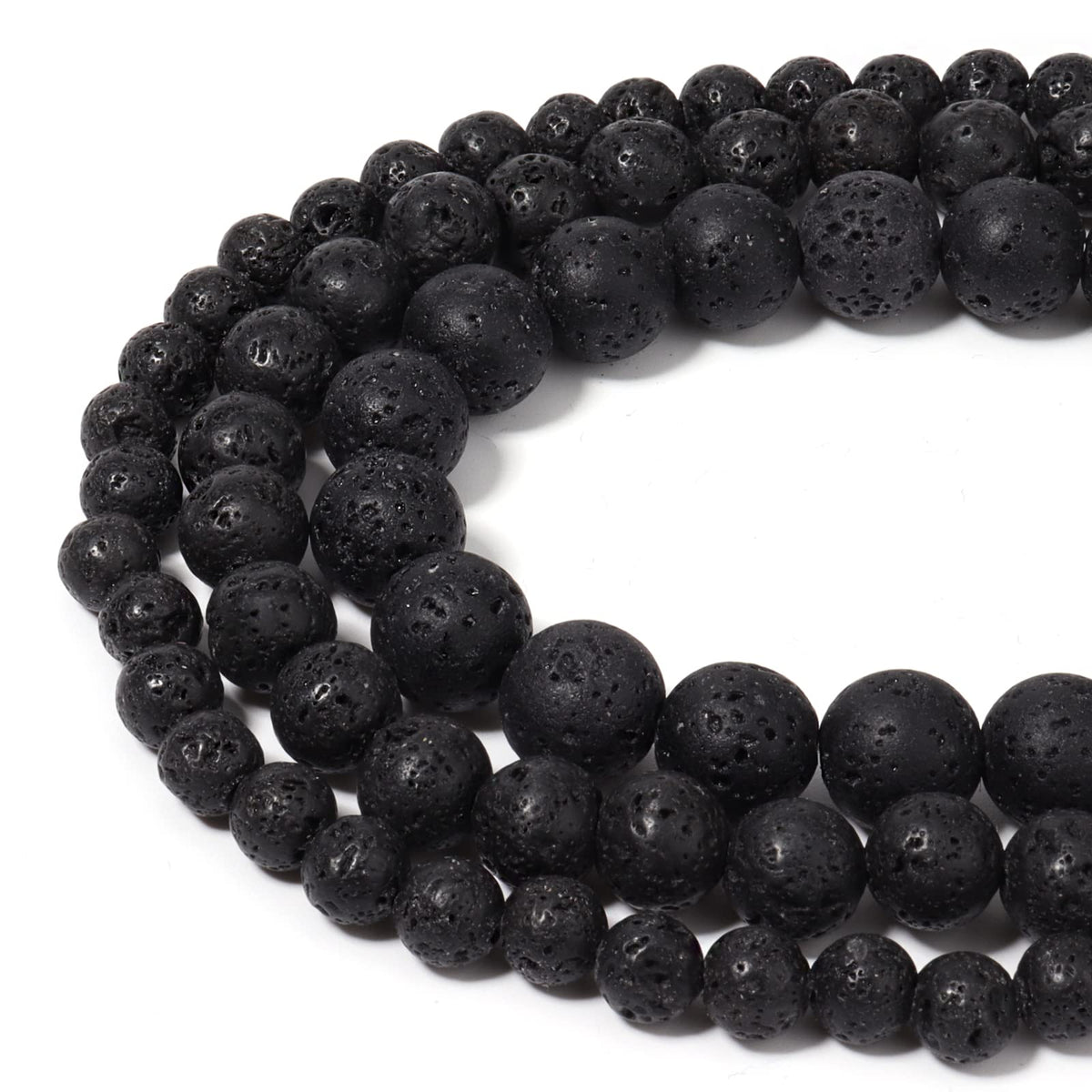 60pcs 6mm Natural Stone Beads Black Lava Beads Energy Crystal Healing Power Gemstone for Jewelry Making, DIY Bracelet Necklace