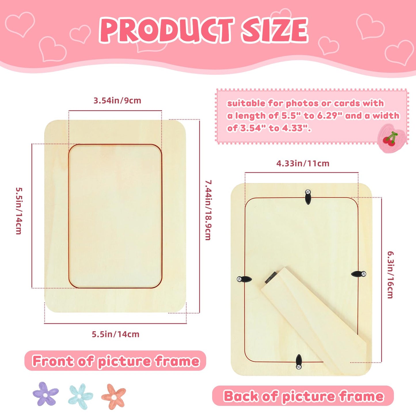 VOKOY 18 Pack Wooden Picture Frames for Crafts, DIY Wood Picture Painting Frames Kit for 4" x 6" Photos,Unfinished Standing Photo Frame DIY Wooden Craft for Art Projects Birthday Gifts