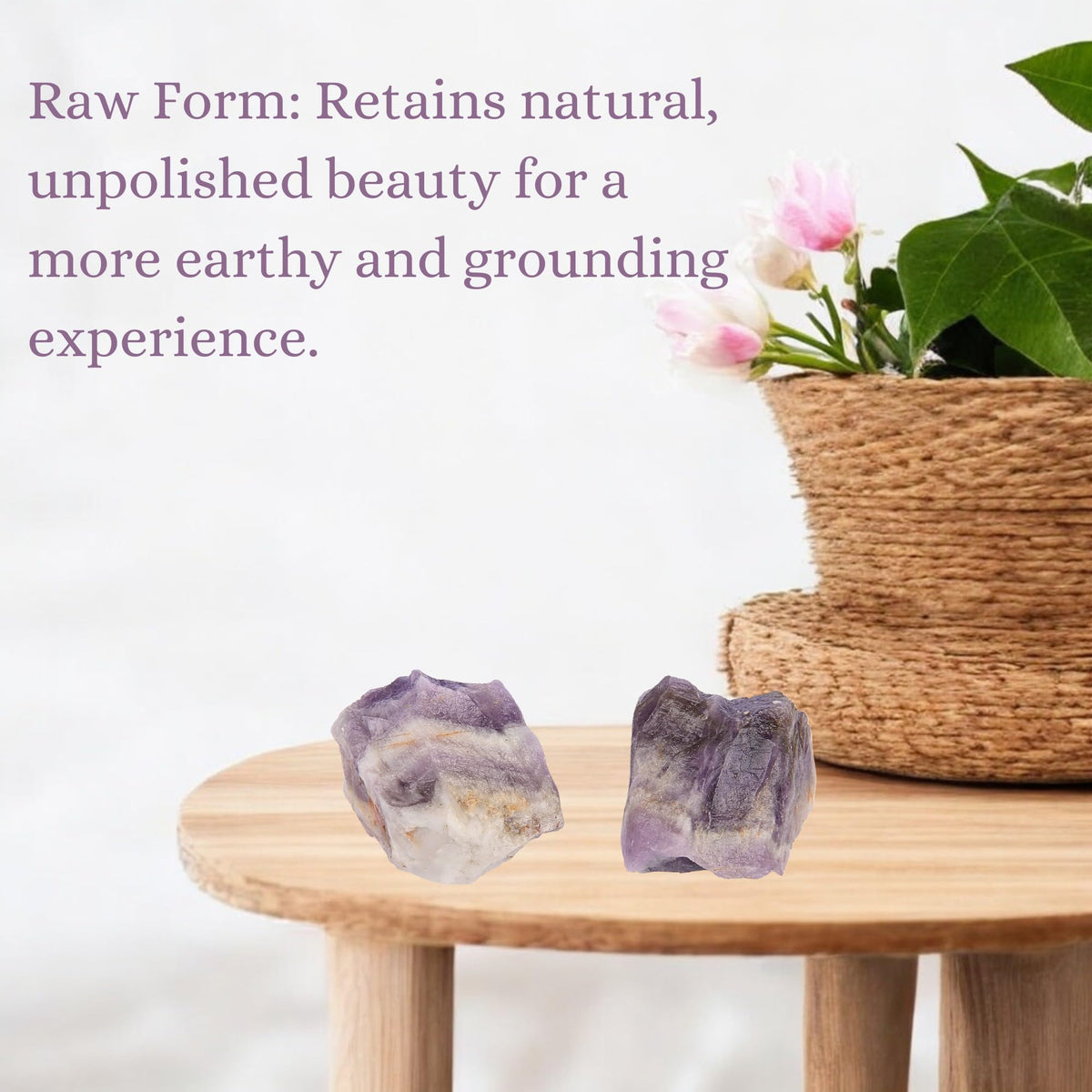 ANAYA AGATE Chevron Amethyst 2 Pcs Raw Crystals Rough Gemstones w/Authenticity Card, Velvet Pouch - Large 1.25–2.0" Raw Stones for Tumbling, Cabbing, Polishing, Cutting Natural Healing Crystals for Home Decor, DIY Stones