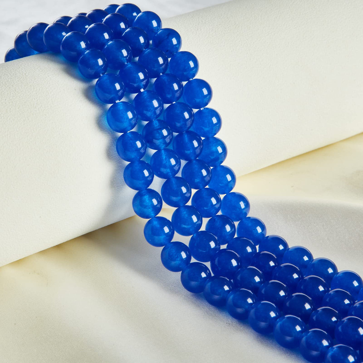 60pcs 6mm Blue Chalcedony Beads Natural Gemstone Beads Round Loose Beads for Jewelry Making