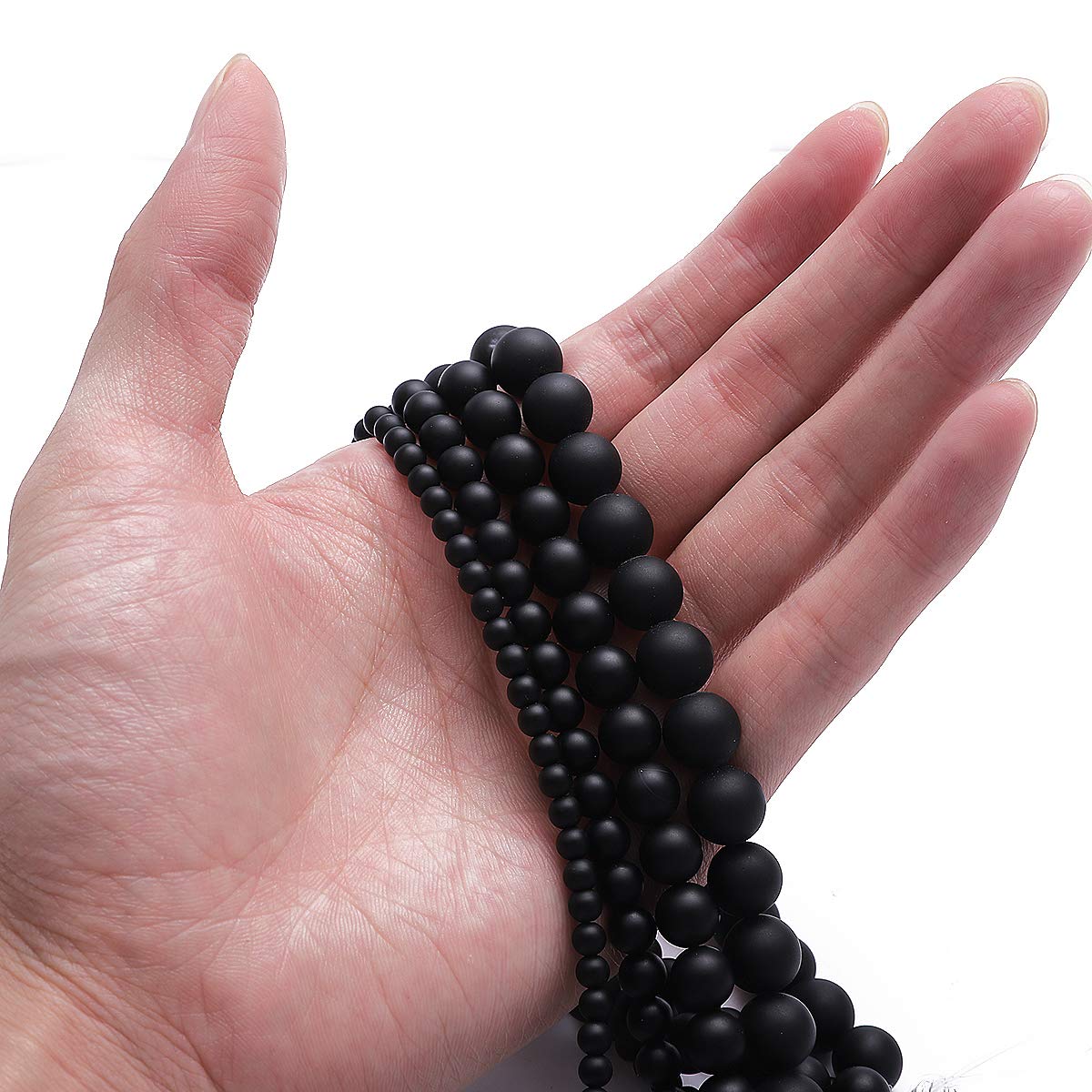 BEADIA Matte Black Onyx Natural Stone Round Loose Semi Gemstone Beads for Jewelry Making 12MM 32PCS