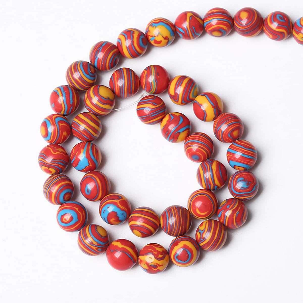 46PCS 8mm Natural Orange Malachite Beads Round Loose Stone Beads for Jewelry Making DIY Bracelet Necklace 15 Inch,Energy Stone Healing Power