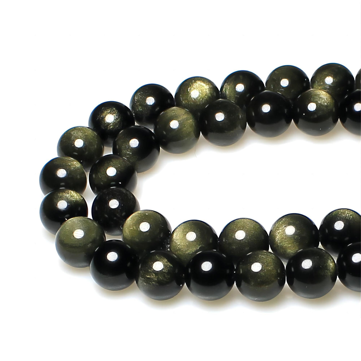 MJDCB Rare Collection Natural Stone Beads Gold Obsidian Round Loose Beads for Jewelry Making DIY Bracelet Necklace (8mm)