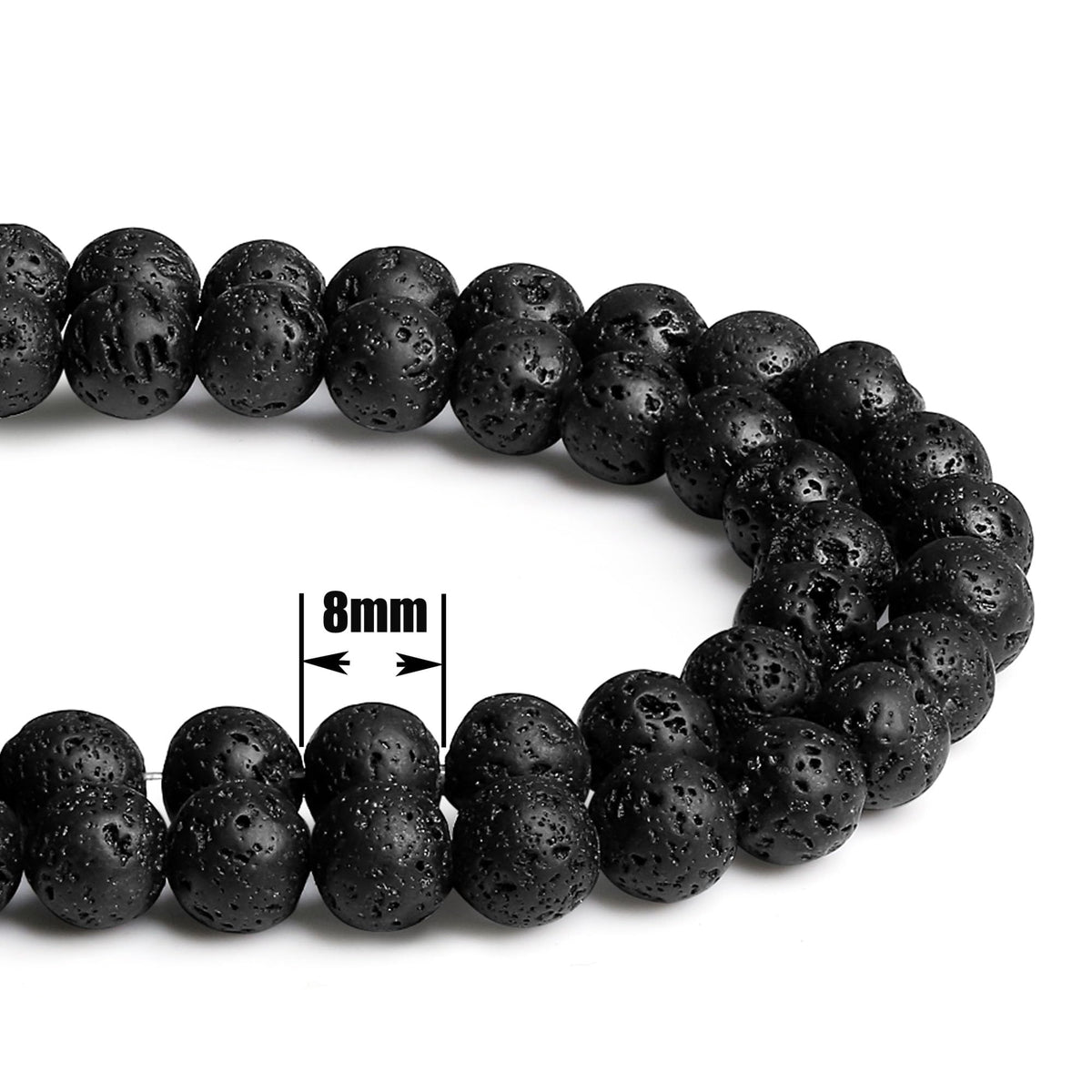 QINJIEJIE 100PCS Black Volcanic Lava Beads 8mm Natural Stone Beads Round Loose Gemstone Bead for Bracelet Beading Crystal Jewelry Making DIY Necklace Earrings 0.32"