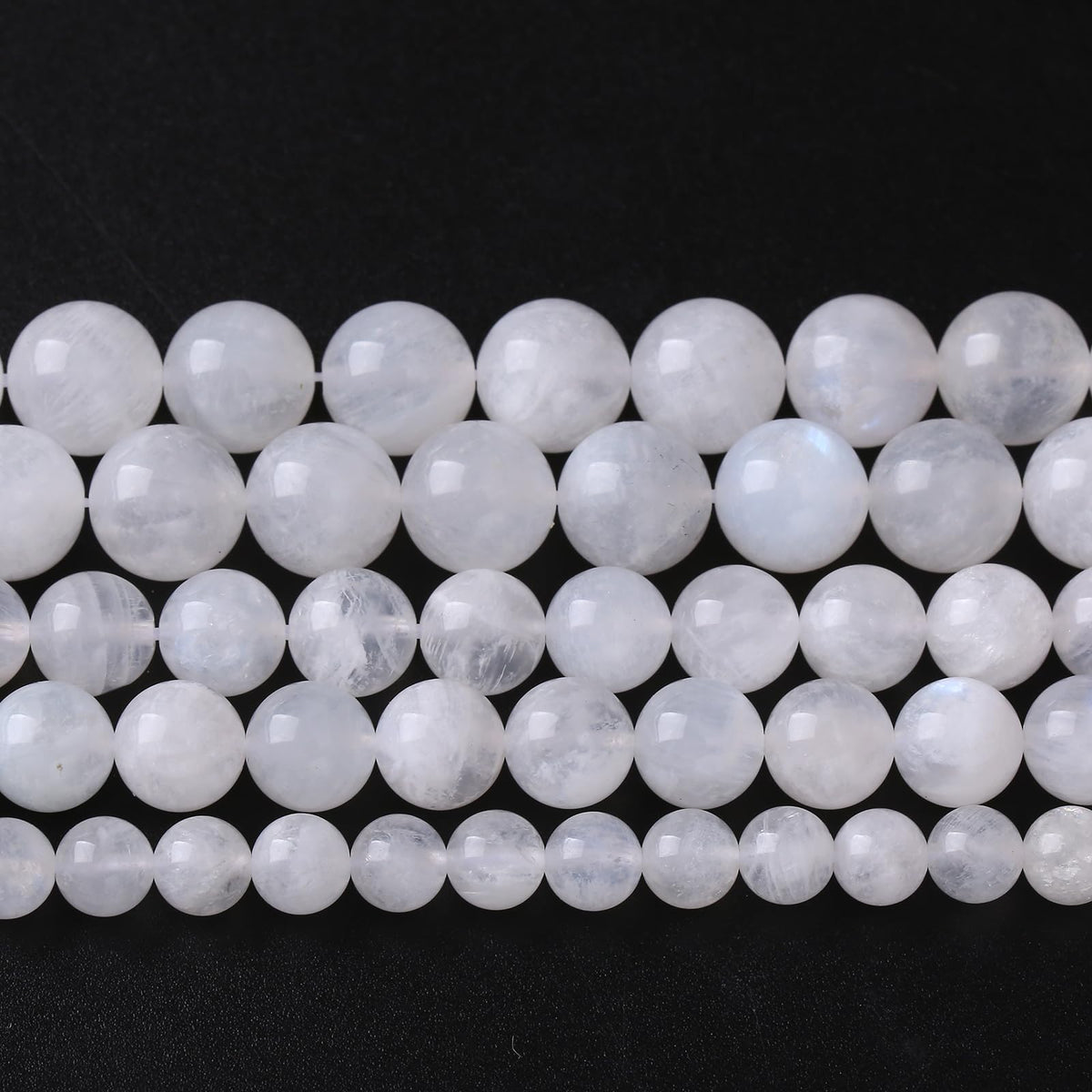 90PCS 8MM Natural Stone White Moonstone Gemstone Semi Precious Beads for Jewelry Making DIY Bracelet