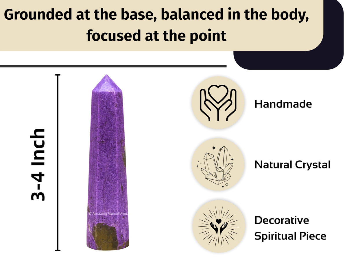Amazing Gemstone Stichtite Crystal Towers - Natural Healing Crystal Point Obelisk for Reiki Healing and Crystal Grid (3" to 4" INCH)