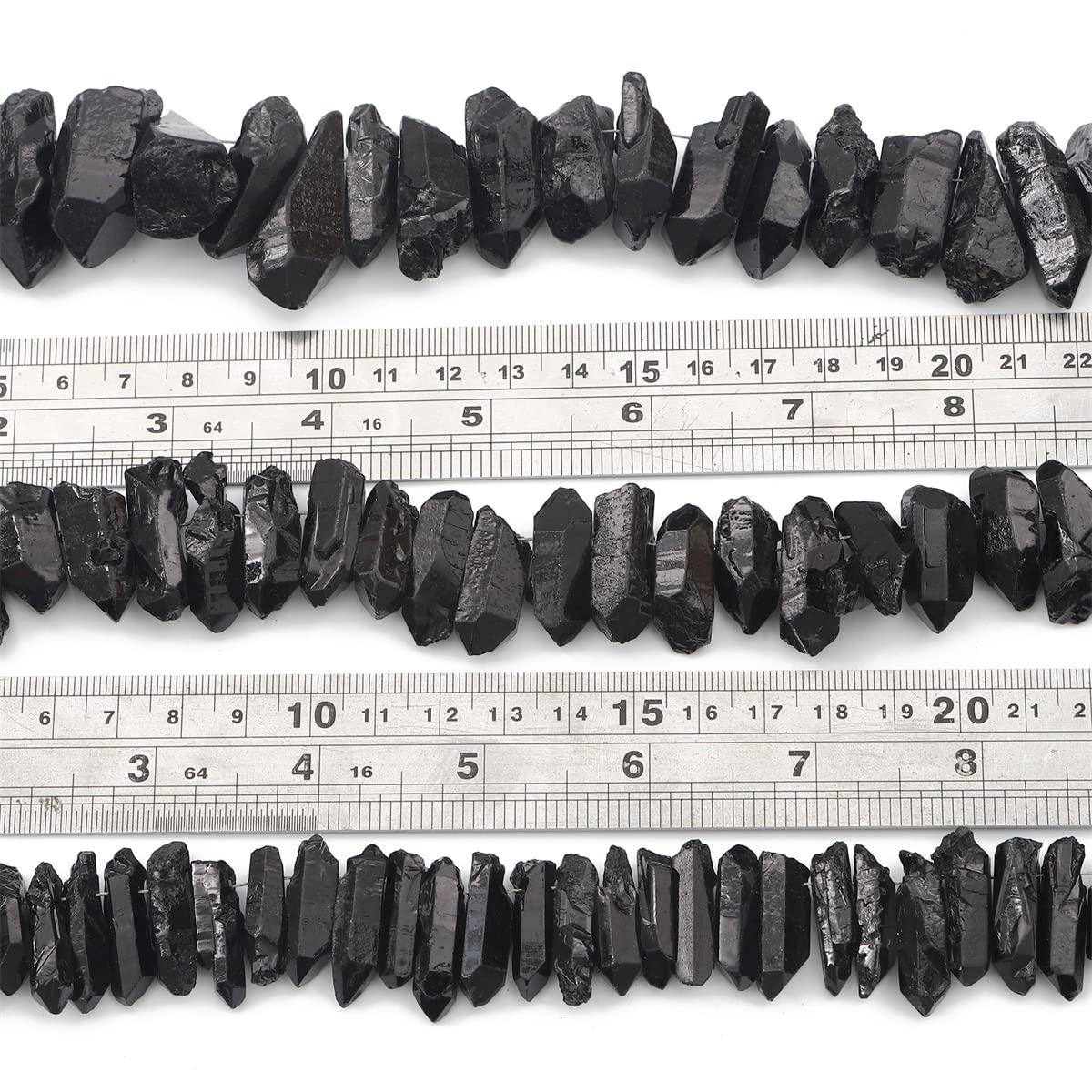 BEADIA Black Titanium Coated Crystal Quartz Spike Point Stick Beads Rough 1.0"-1.5" for Jewelry Making 15 Inch/Strand