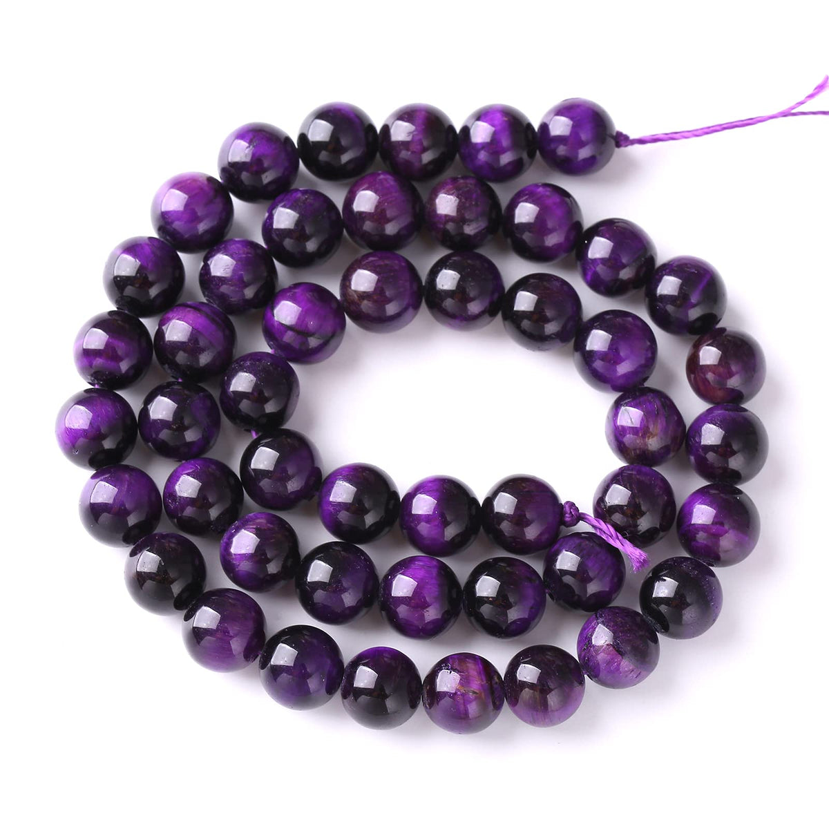 6mm 60pcs A+ Natural Purple Tiger Eye Stone Beads Round Spacer Loose Beads for Jewelry Making DIY Bracelet Necklace 15" Inch