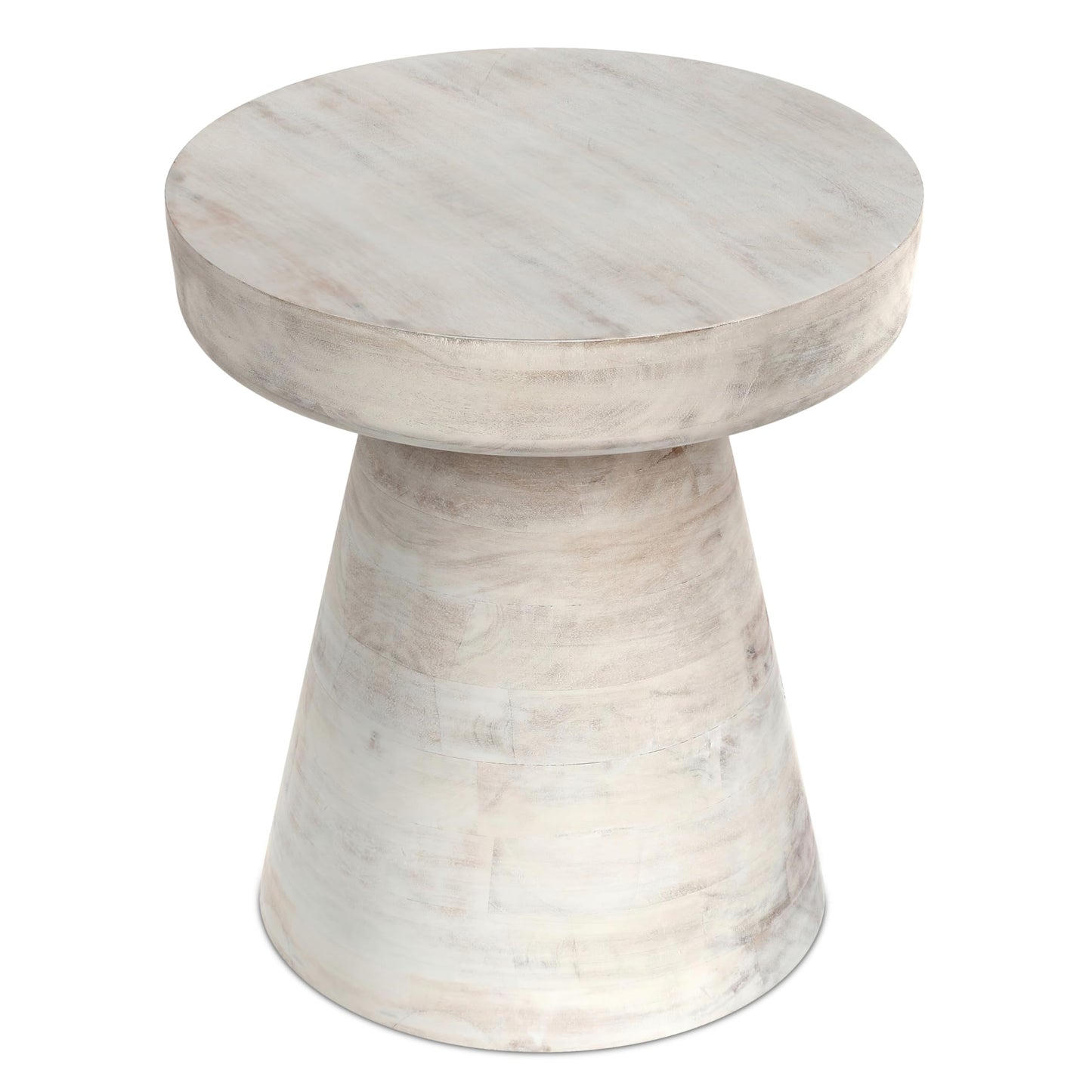 SIMPLIHOME Robbie Accent Table - 16 inch Wide Solid Mango Wood End Table in Distressed White Wash, Boho Contemporary Rustic Side Table for Living Room or Bedroom with Multipurpose Function, Assembled