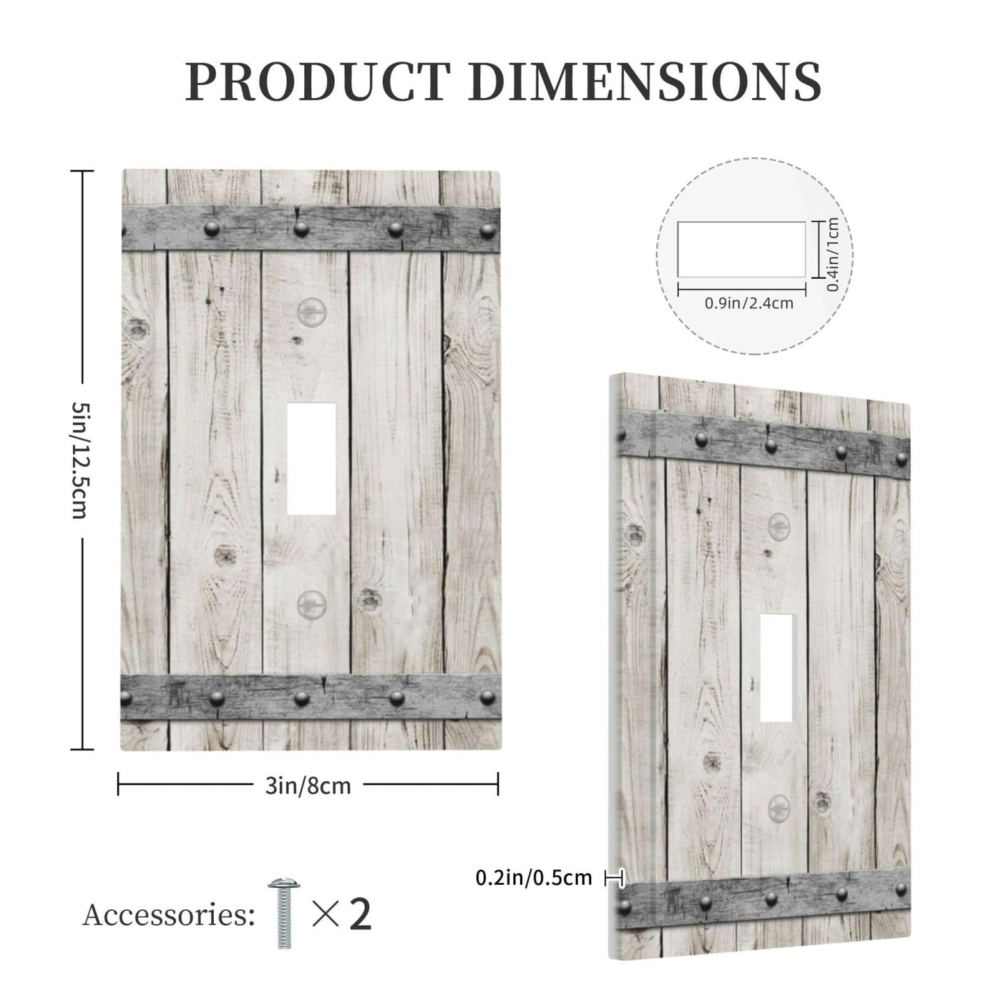 Western Rustic Wooden Barn Door Wood Texture Print Decorative Light Switch Cover 1 Gang Single Toggle Device Electrical Faceplate Switchplates Decorator Outlet Wall Plate for Farmhouse Home Decor