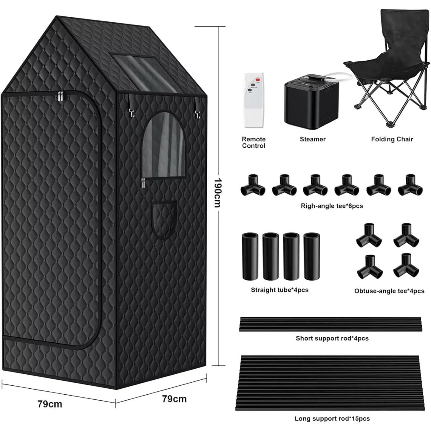 1000W Steam Sauna Tent, Portable Sauna for Home with 3L Steamer, Warm Sauna Tent, Folding Sauna Chair, Remote Control in-Home Spa,31.5'' x 31.5'' x 74.8''