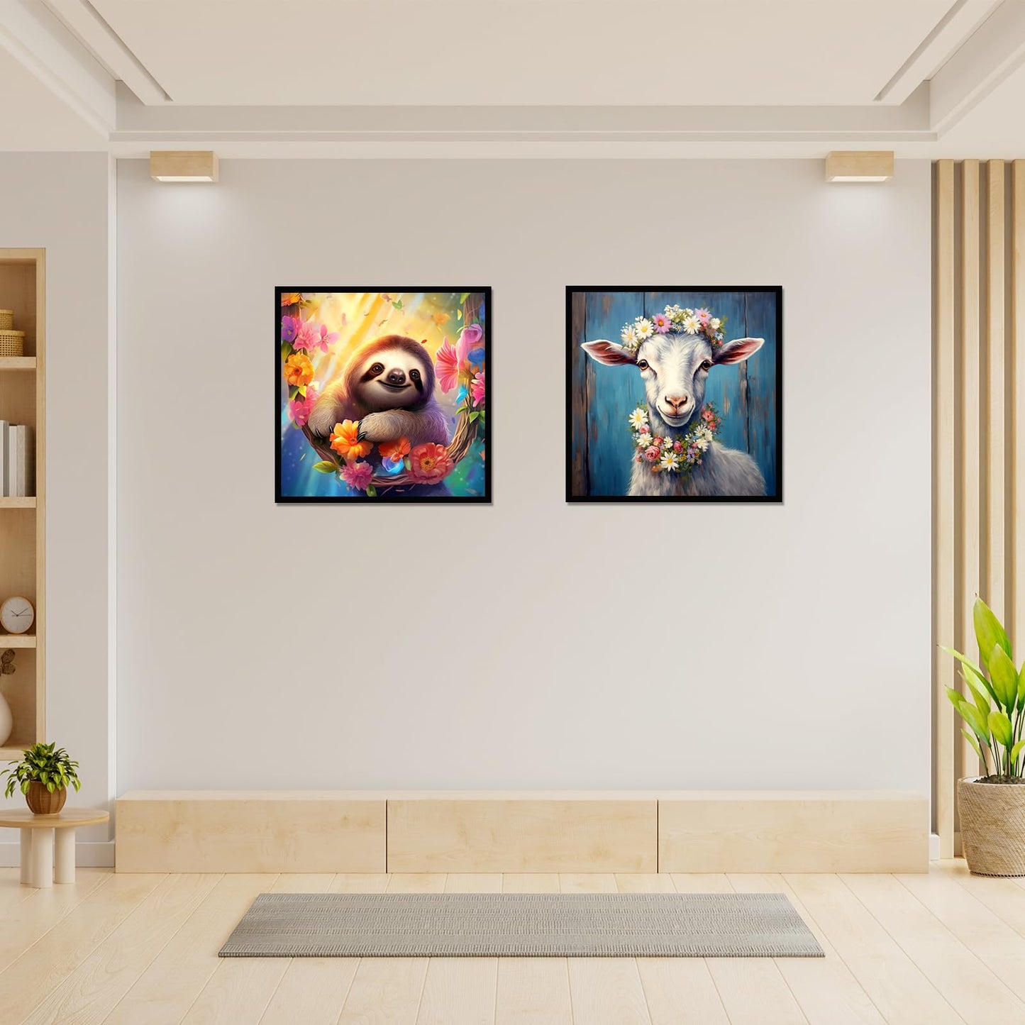 Zlinnar DIY Sloth Diamond Painting Kits for Adults Beginners Animal Diamond Painting 5D Round Full Drill Painting Dot Paint with Gem Art Kits Home Wall Decor Gift 12×12 Inches