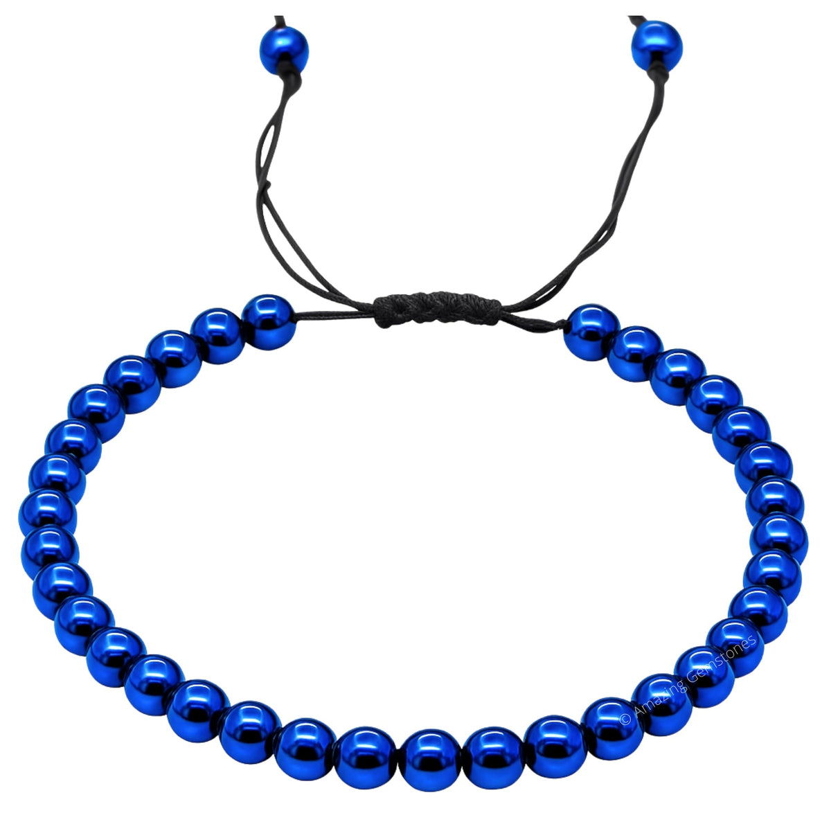 Amazing Gemstone Blue Hematite Anklet Ankle Bracelets for Women - Waterproof Beaded Healing Crystal Anklets, Plus Size Chakra Gemstone Bead Anklet (Stretchy Adjustable - Plain)