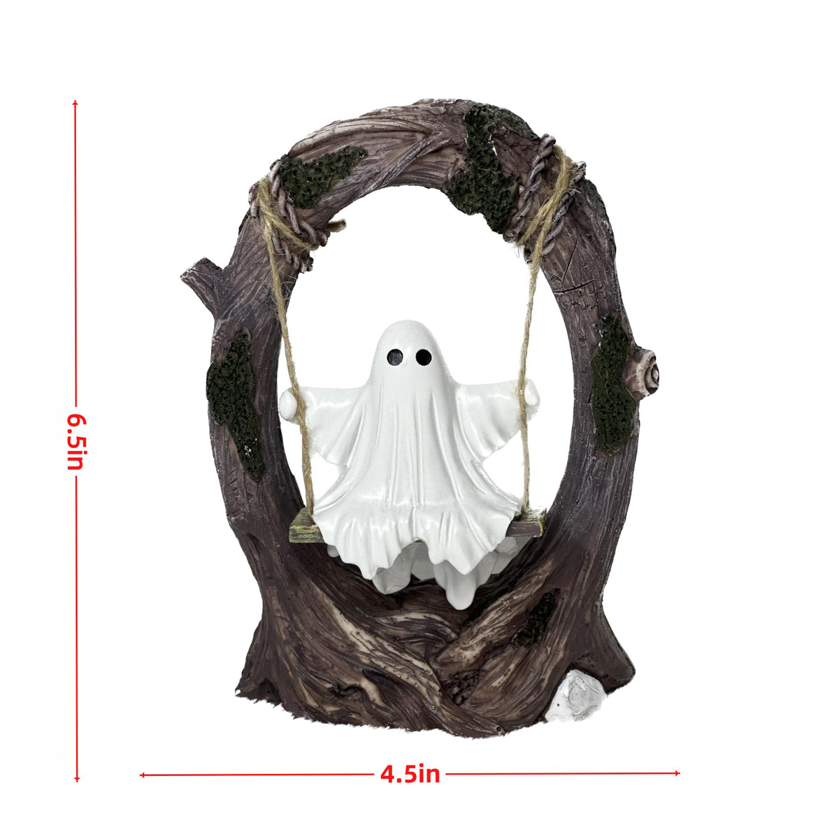 T Starlight Bright Q Swinging Ghost on Tree Swing, Cute Swinging Ghost Halloween Figurine Indoor Decoration, Desktop & Bookshelf Decor, Outdoor Courtyard Garden Decoration, Halloween Ghost Gift
