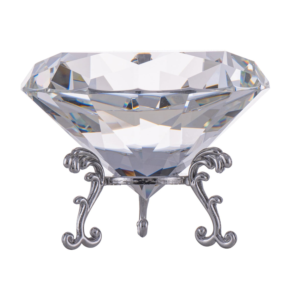 QIANCHANG 80mm Crystal Diamond Paperweight Large Faceted Glass Diamond Prism Jewel Gemstone for Home Wedding Table Decoration(Clear)