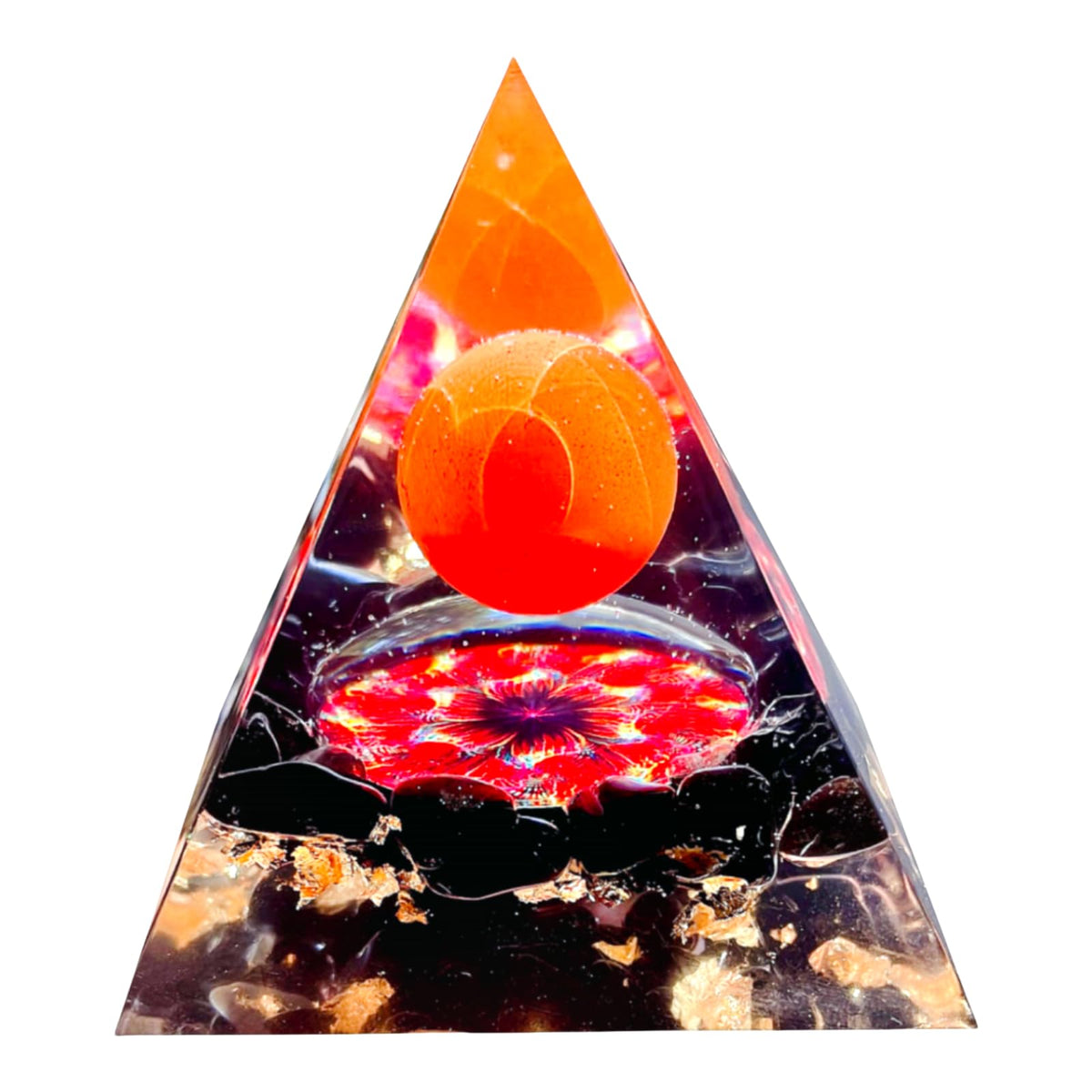 Saefheled Orgone Pyramid Energy Generator,Natural Obsidian&Rainbow Stone Orgonite Crystal Healing Pyramids for Reduce Stress Chakra Reiki Healing Meditation Attracts Lucky and Success, Wealth&Health