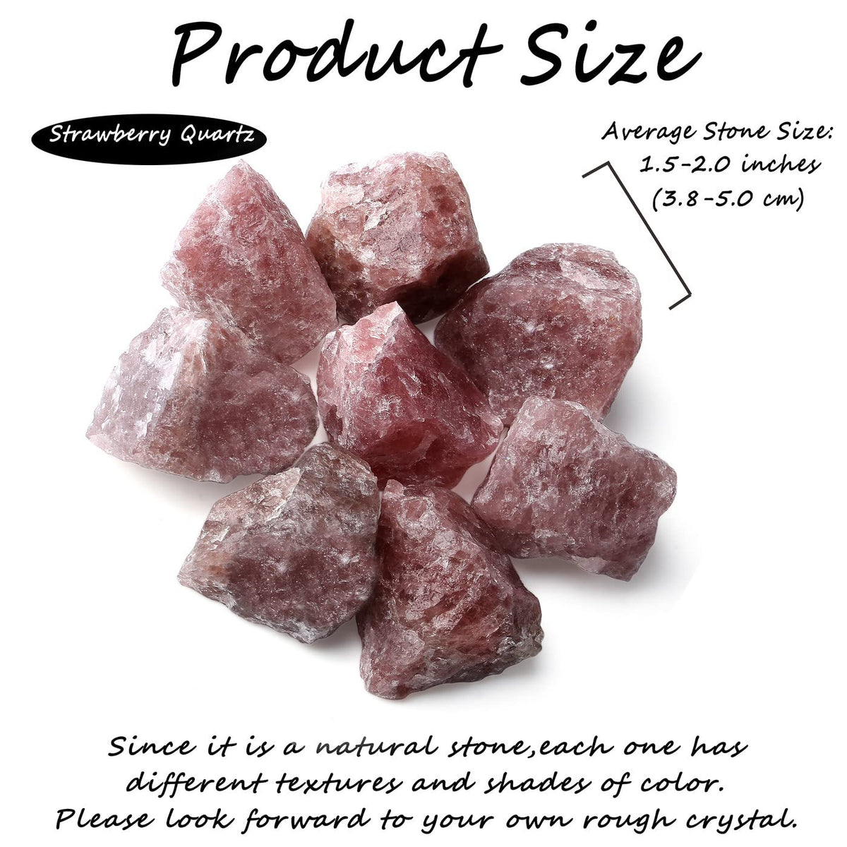 ZHIYUXI 2" Strawberry Quartz Crystal Raw Crystals Bulk Natural Crystals and Stones Large Crystals Big Huge Rocks for Tumbling Witchcraft Wire Wrapping Fountain Rocks Cabbing Room Decor 4Pcs