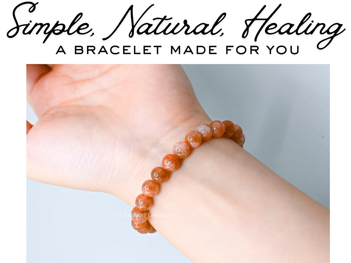 Amazing Gemstone Crystal Bracelet for Women Men's Gifts - Protection Healing Crystal Bracelet - 8mm Gemstone Beaded Stretchable Bracelet Pulseras Para Hombres Mujer Stocking Stuffers Mothers Day Gift (Sunstone)