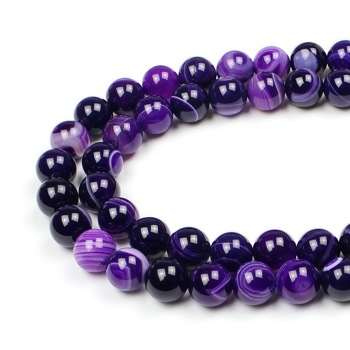 MJDCB Natural Stone Beads Purple Striped Agate Round Loose Beads for Jewelry Making DIY Bracelet Necklace (8mm)