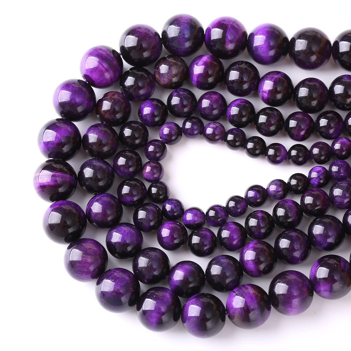 6mm 60pcs A+ Natural Purple Tiger Eye Stone Beads Round Spacer Loose Beads for Jewelry Making DIY Bracelet Necklace 15" Inch