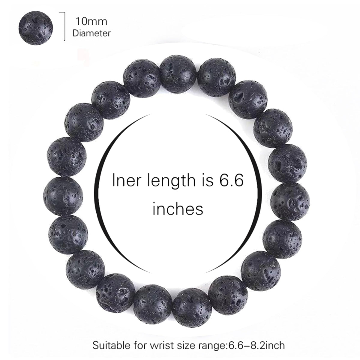 Cryhand Handmade 8mm Beaded Bracelets For Men Protection Bracelet For Women Chakra Feng Shui Stretchy Handmade Lucky Money Stretchy Crystal Bracelets Best Gifts (Lava 2PCS)