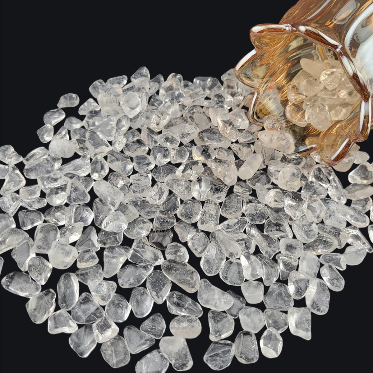 1,000 Carats Clear Quartz Handpicked Tumbled Stones Crystals Chips 0.2''-0.5'' Bulk Pocket Stones for Healing, Reiki, Meditation, Witchcraft and Home Decorations (Clear Quartz)