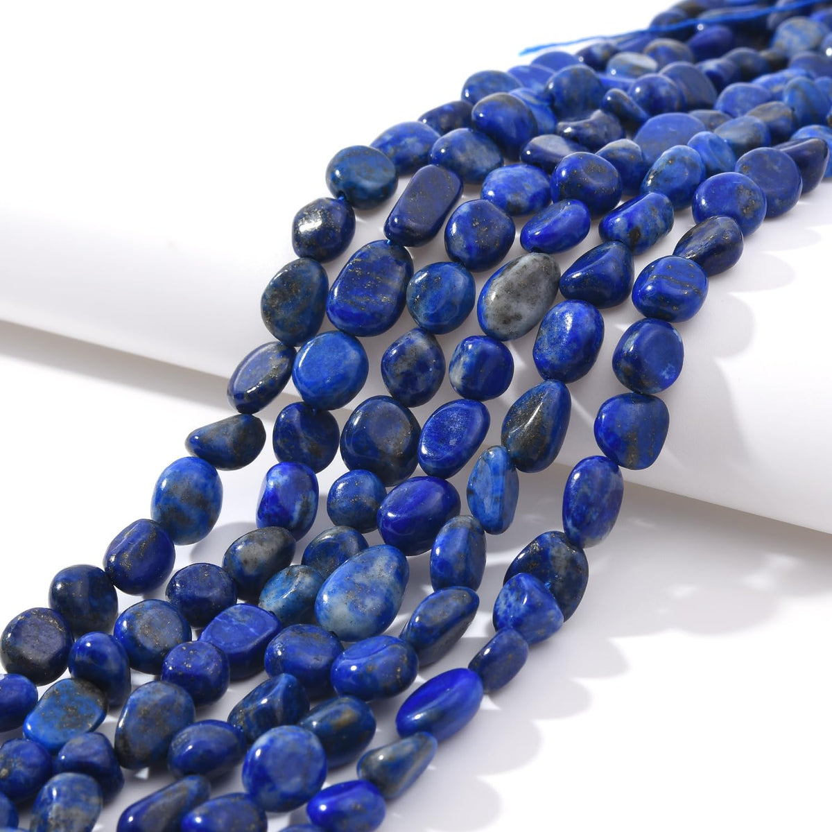 jodaying 6-8mm Natural Blue Lapis Lazuli Nuggets Oval Free Tumbled Pebble Semi Precious Gemstone Loose Stone Beads Approx 15.5 inch for DIY Jewelry Making
