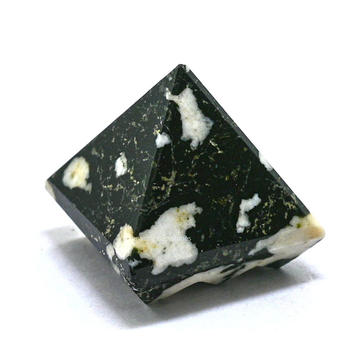 Amazing Gemstone Black & White Tourmaline Crystal with 9 Pyramid Plate Bottom - 1" Mini Pyramid Figurine of Natural Stone Pyramid for Meditation, Reiki, Chakra Balancing Vastu Pooja & Crystal Grids
