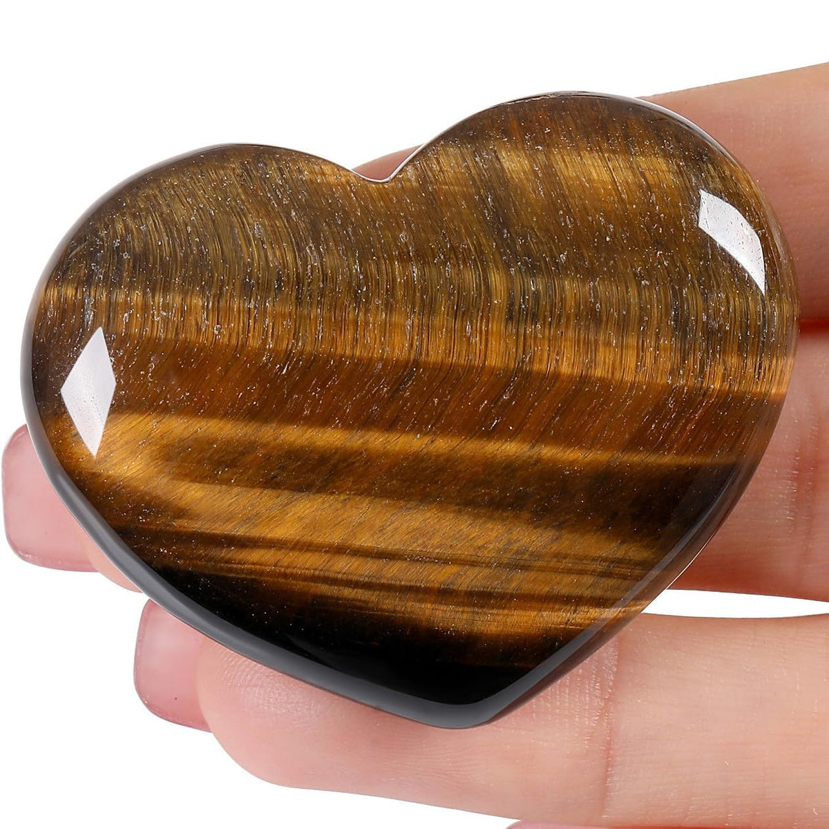 MAIBAOTA 45 mm Tiger Eye Crystal Stones Heart Love Crystal Reiki Gemstone Worry Stones for Anxiety