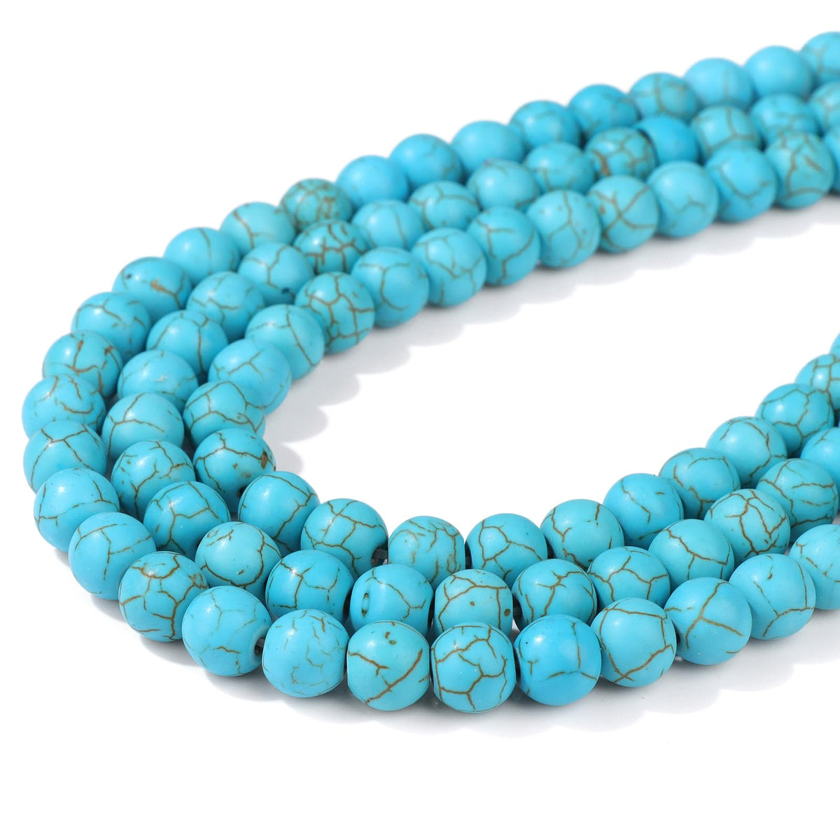 Risyfjew 50PCS 8mm Natural Turquoise Beads Gemstone Round Loose Beads for Jewelry Making Chakra Crystal Stone Beads for Bracelets Necklace Earrings Making Supplies (50pcs/Strand)