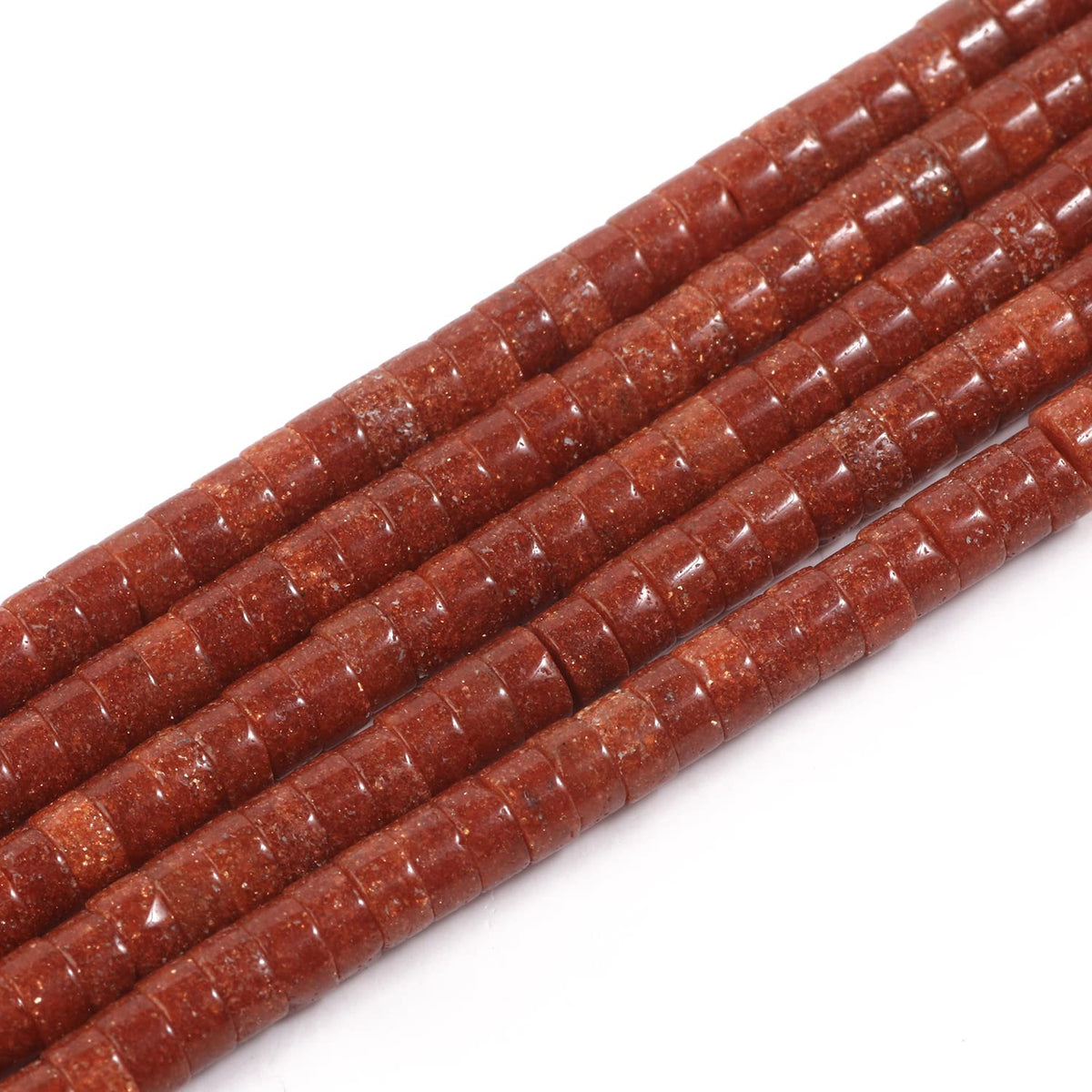 NITOPUPU 150Pcs 4×2mm Natural Gold Sandstone Spacer Stone Beads for Jewelry Making Supplies, Loose Semi Flat Round Gemstone Tube Beads for Bracelets DIY Crafts