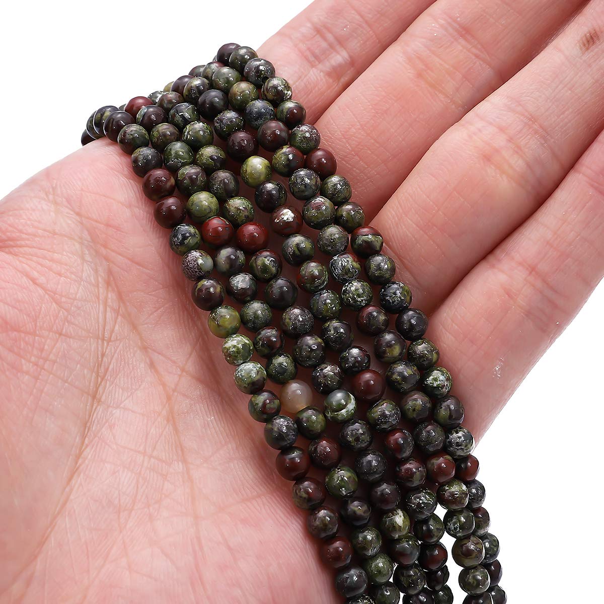 BEADIA Natural Dragon Blood Stone Round Loose Semi Gemstone Beads for Jewelry Making 4MM 38cm/Strand