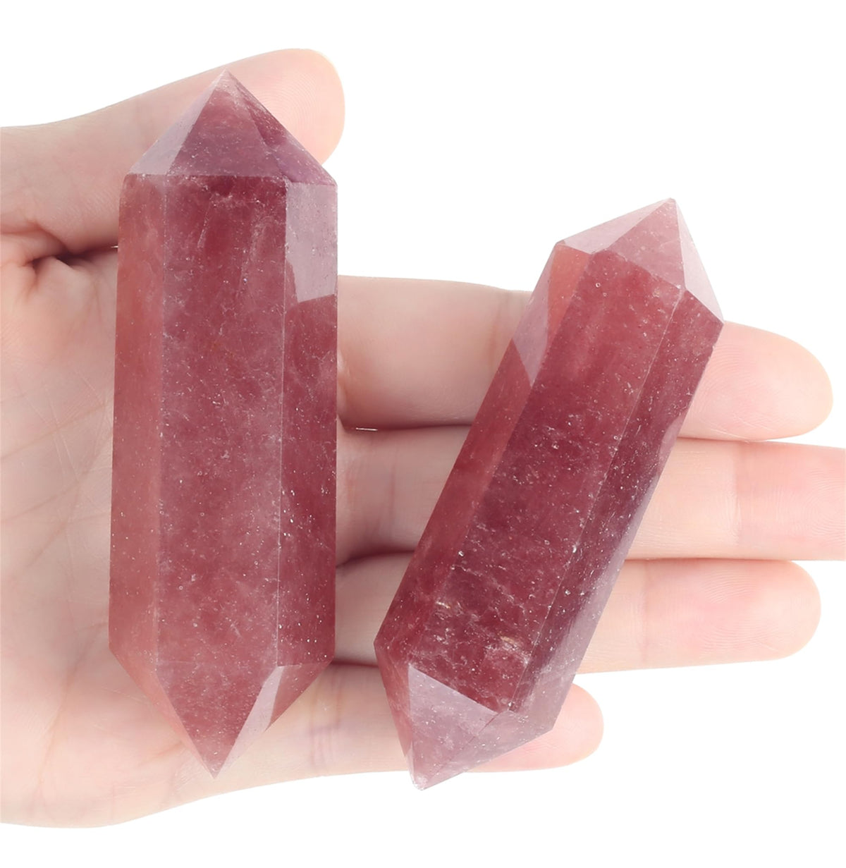 YATOJUZI 3.5" Strawberry Quartz Healing Crystals Wand Natural Crystals and Healing Stones Large Hexagonal Strawberry Quartz Crystal Points for Meditation Divination Reiki Energy Balancing 1PCS
