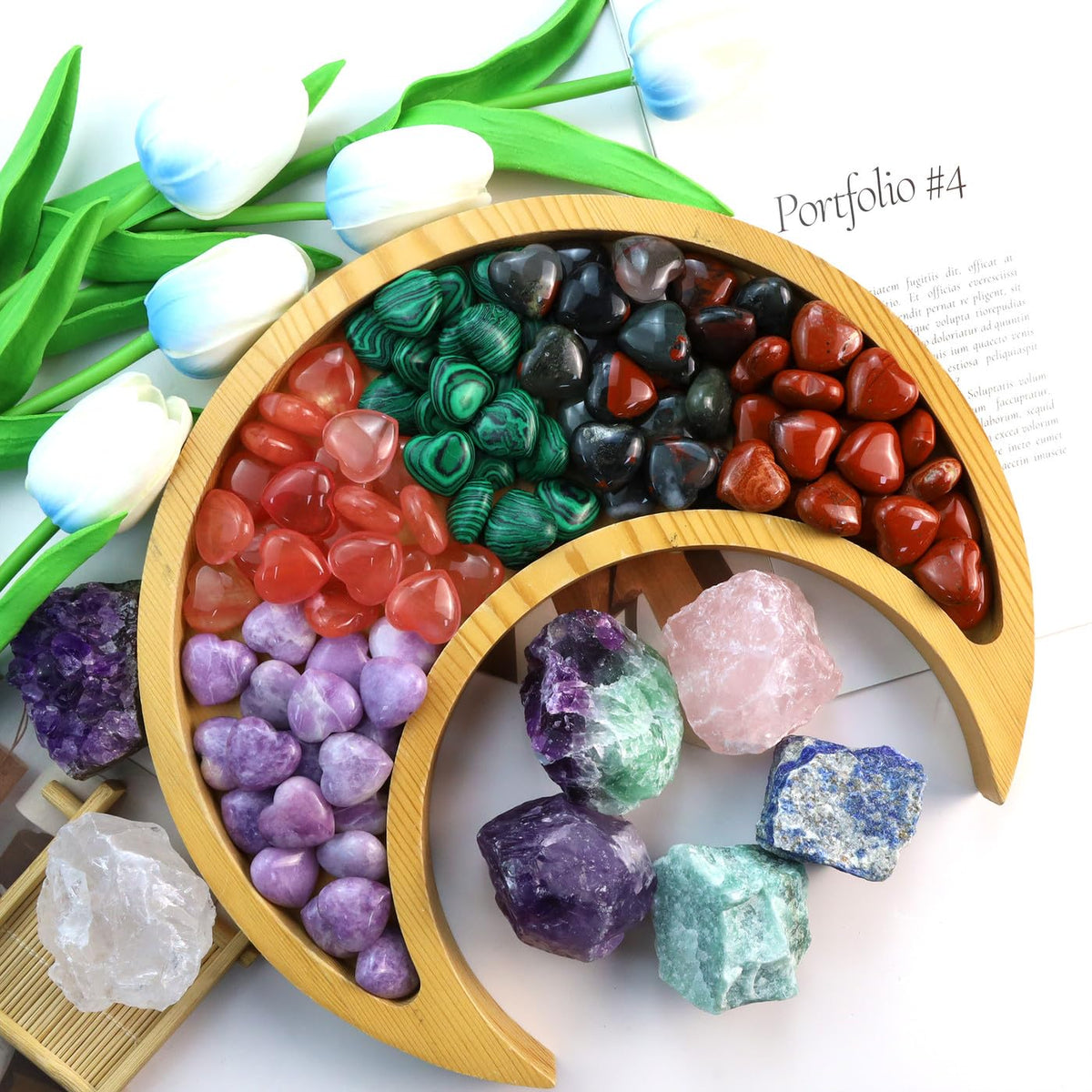 QINJIEJIE 10PCS Green Malachite Heart Crystals Stones Thick Love Shaped Gemstones Pocket Palm Crystal Bulk Polished Thumb Gem Set Wholesale Worry Stones Reiki Energy Spiritual Guardian Mini Gift