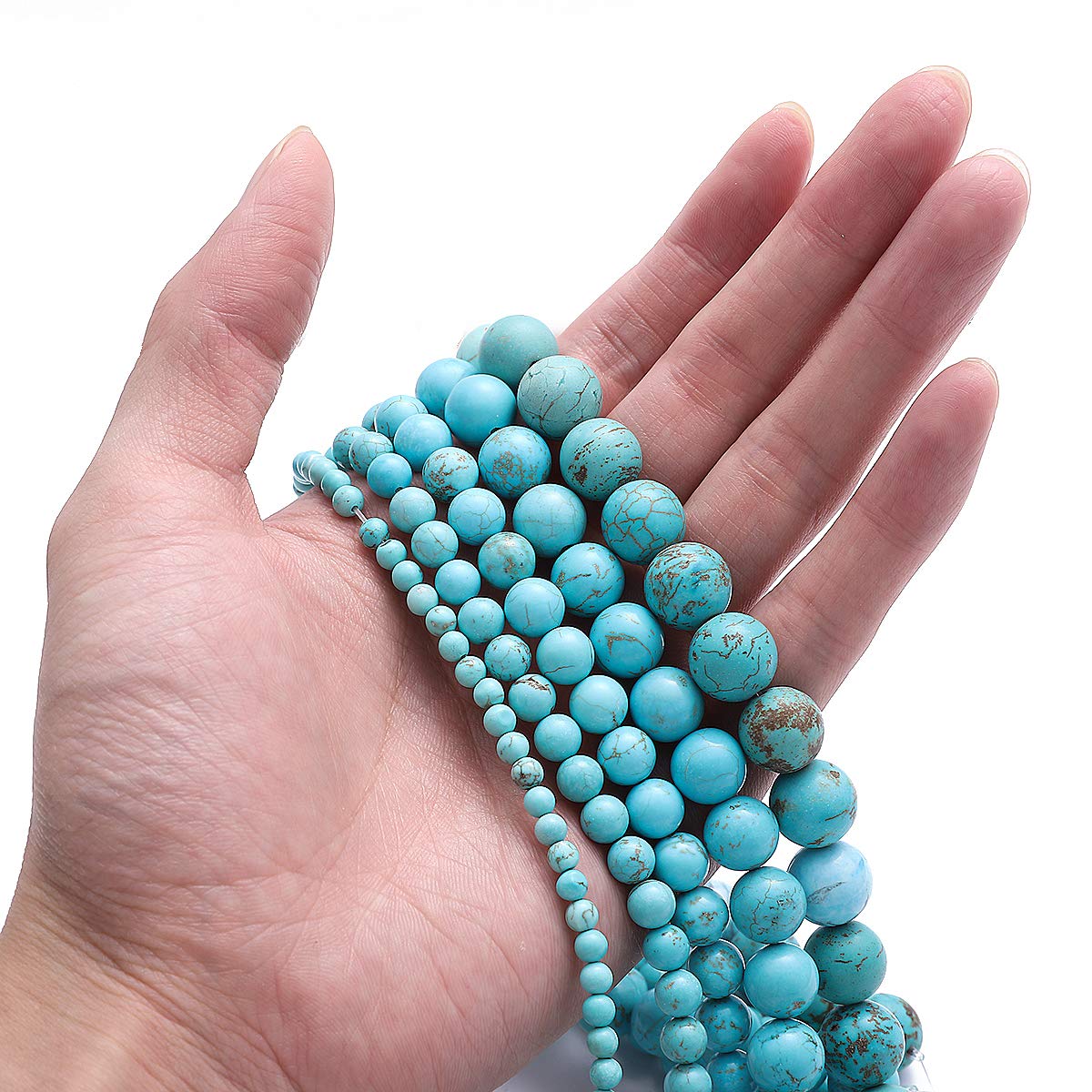 BEADIA Natural Blue Turquoise Stone Round Loose Semi Gemstone Beads for Jewelry Making 4MM 89PCS