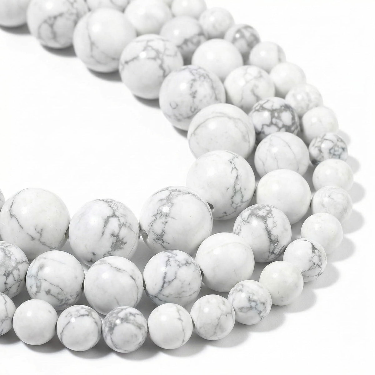 Yochus 60pcs White Howlite Turquoises Beads，6mm Healing Power Natural Stone Round Loose Beads for Jewelry Making Earring Necklace DIY Crafts