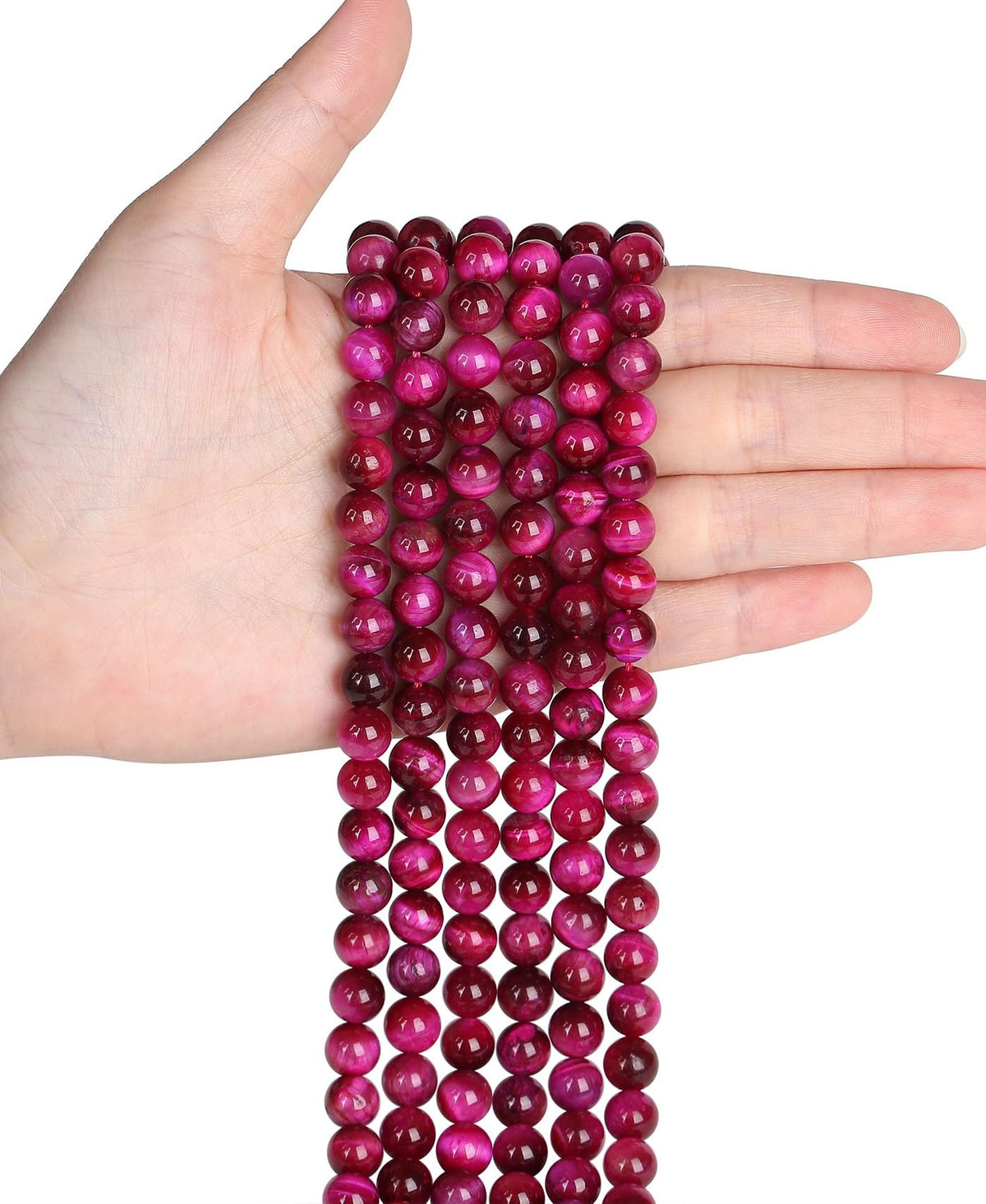 LAIDANLA Rose Pink Tiger Eye Stone 8mm Natural Stone Beads Round Loose Gemstone Beads for DIY Bracelet Necklace Earrings Jewelry Making Polishing Beading Crystal 96PCS 2 Strand 32"