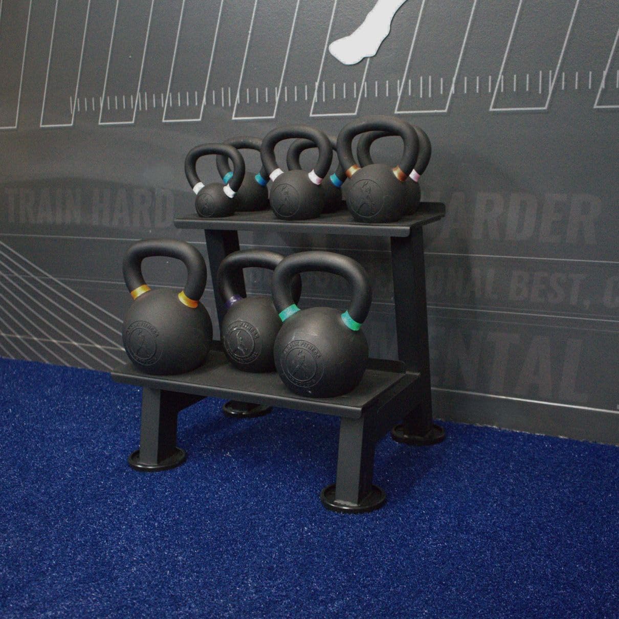 Gronk Fitness Kettlebell Rack | 2-Tier Heavy-Duty Weight Storage Shelf for Home Gym | Scratch-Resistant Padded Shelves | Organize Kettlebells, Dumbbells, and Gym Equipment | Easy Assembly