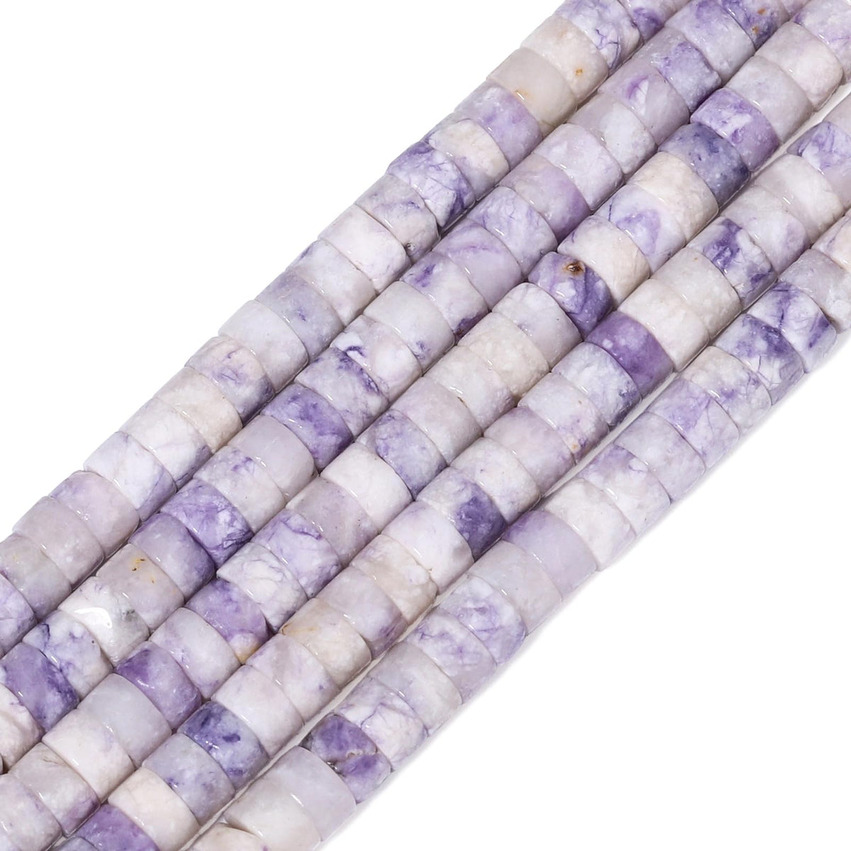 NITOPUPU 150Pcs 4×2mm Natural Purple Jade Spacer Stone Beads for Jewelry Making Supplies, Loose Semi Flat Round Gemstone Tube Beads for Bracelets DIY Crafts